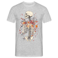 Skelett mit zarten Blumen im Boho Look - Männer T-Shirt - Grau meliert