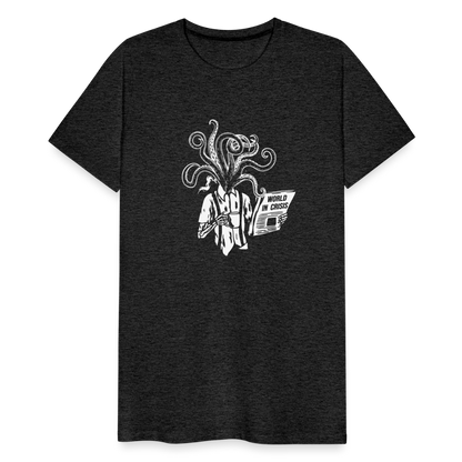 Kaffee trinkendes Skelett mit Tentakeln, Zeitung - Männer Premium T-Shirt - by Artful Alchemist