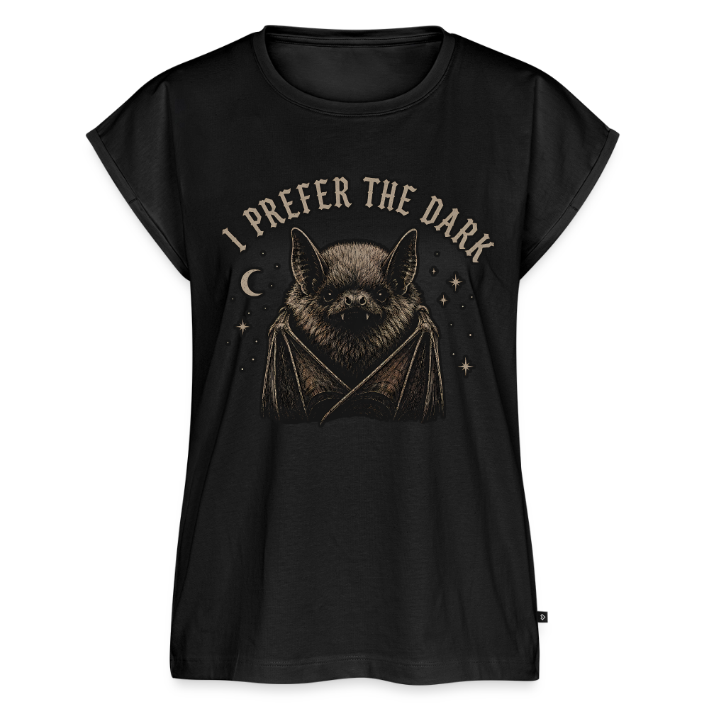 I Prefer The Dark - Frauen T-Shirt mit gerollten Ärmeln - Schwarz