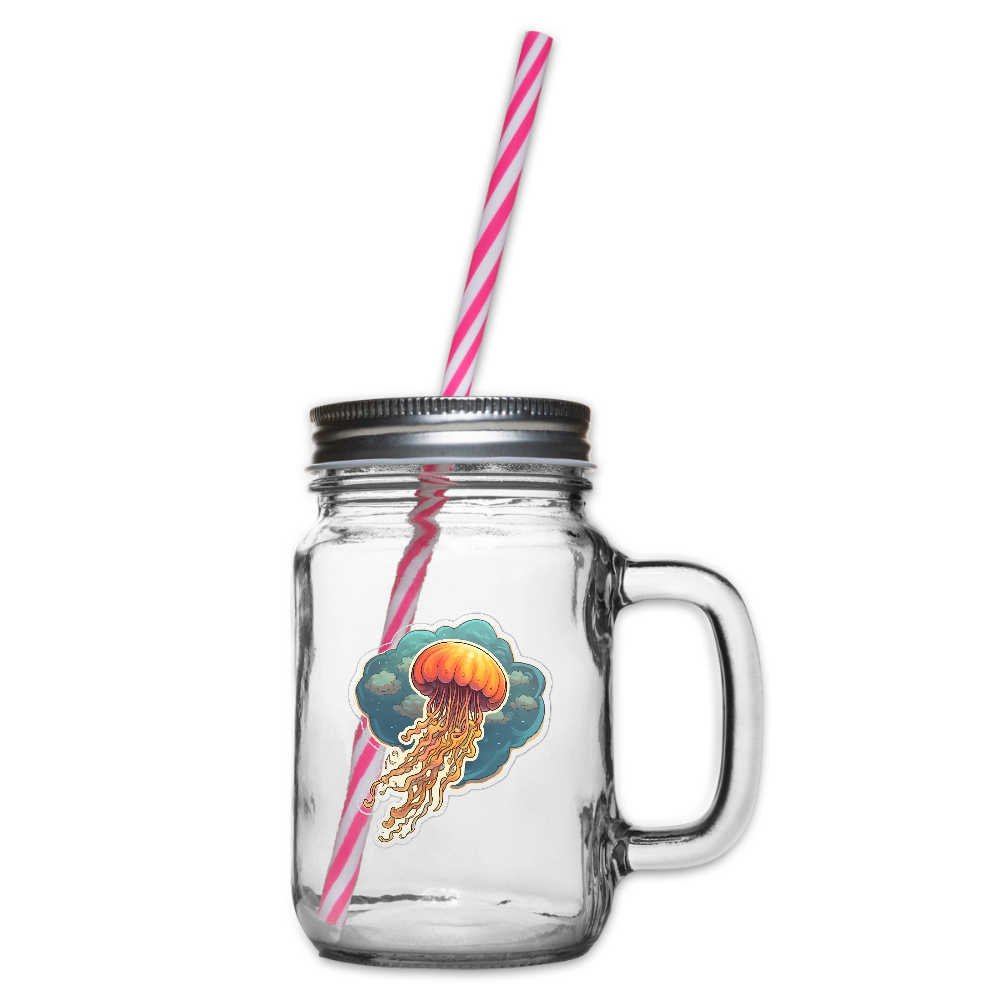 Oranges Sticker Quallen Artwork - Trink- Schraubglas - by Artful Alchemist