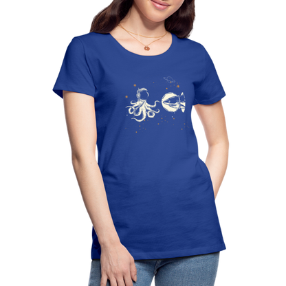 Begegnung zwischen Hai und Oktopus im Weltall - Frauen Premium T-Shirts - by Artful Alchemist