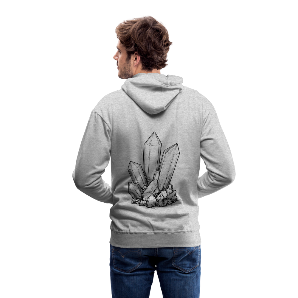 Berbau, Schlägel und Eisen, Bergkristall auf dem Rücken - Männer Premium Hoodie - Grau meliert