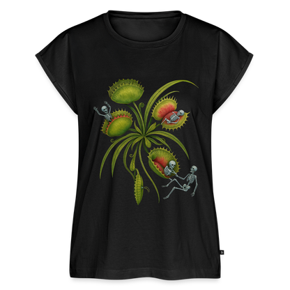 Flora Mortis - Venus Fliegenfalle Pflamnze mit Skeletten - Frauen Premium Bio Top - Schwarz