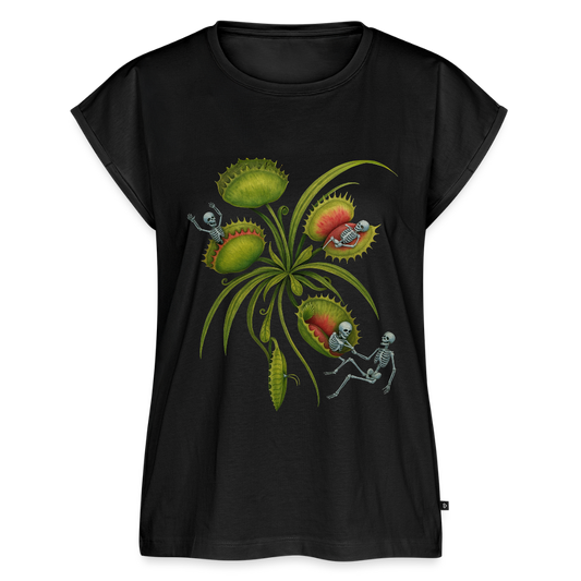Flora Mortis - Venus Fliegenfalle Pflamnze mit Skeletten - Frauen Premium Bio Top - Schwarz