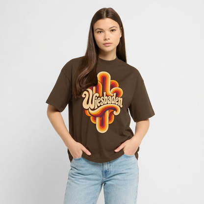 Wiesbaden Retro – Oversized Unisex Bio T-Shirt - Dunkelbraun
