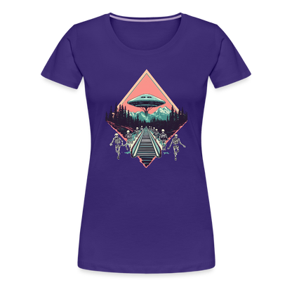 Retro UFO 80er Jahre Motiv - Frauen Premium T-Shirt - by Artful Alchemist