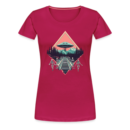Retro UFO 80er Jahre Motiv - Frauen Premium T-Shirt - by Artful Alchemist