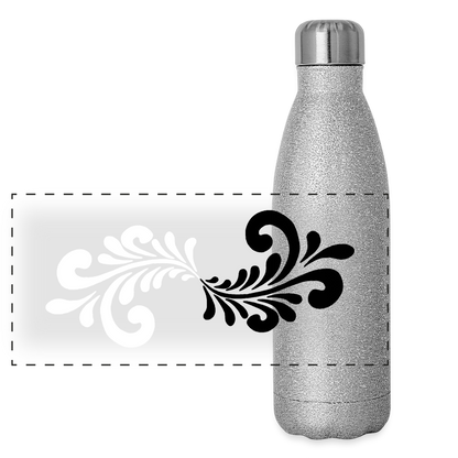 Bembel Ornamente schwarz/weiß - Glitzer Edelstahl Thermosflasche - Sliber Glitzer