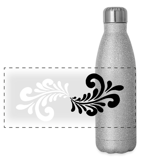 Bembel Ornamente schwarz/weiß - Glitzer Edelstahl Thermosflasche - Sliber Glitzer