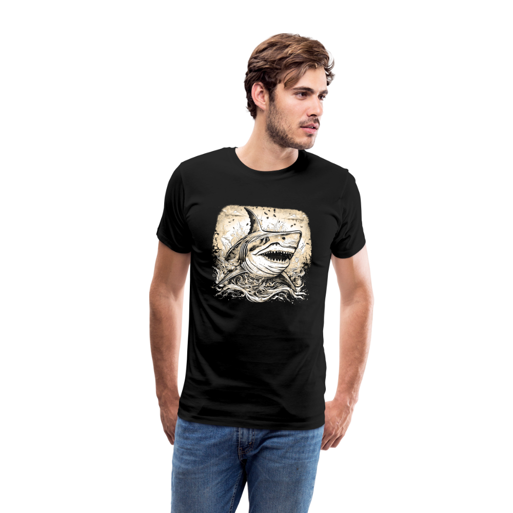 Cooler Retro Hai - Männer Premium T-Shirts - Schwarz