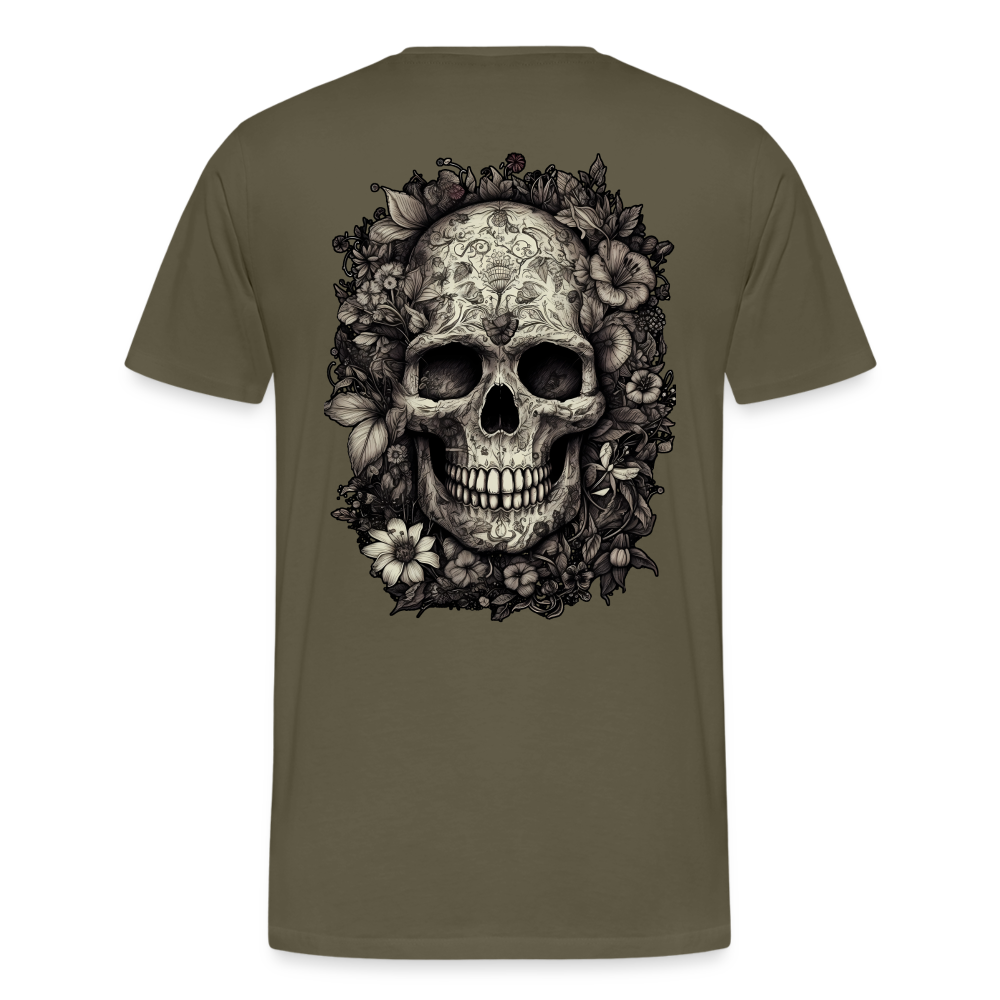 Boho Totenkopf mit Tattoos und Blumen - Männer Premium T-Shirt - Khaki