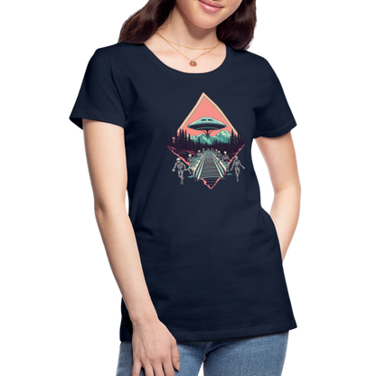 Retro UFO 80er Jahre Motiv - Frauen Premium T-Shirt - by Artful Alchemist