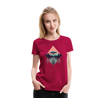 Retro UFO 80er Jahre Motiv - Frauen Premium T-Shirt - by Artful Alchemist
