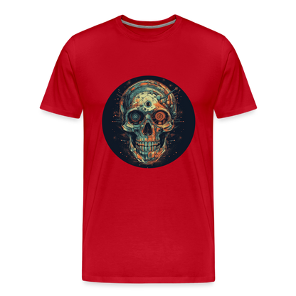 Retro Futuristischer Totenkopf Skull Cyborg- Männer Premium T-Shirt - by Artful Alchemist