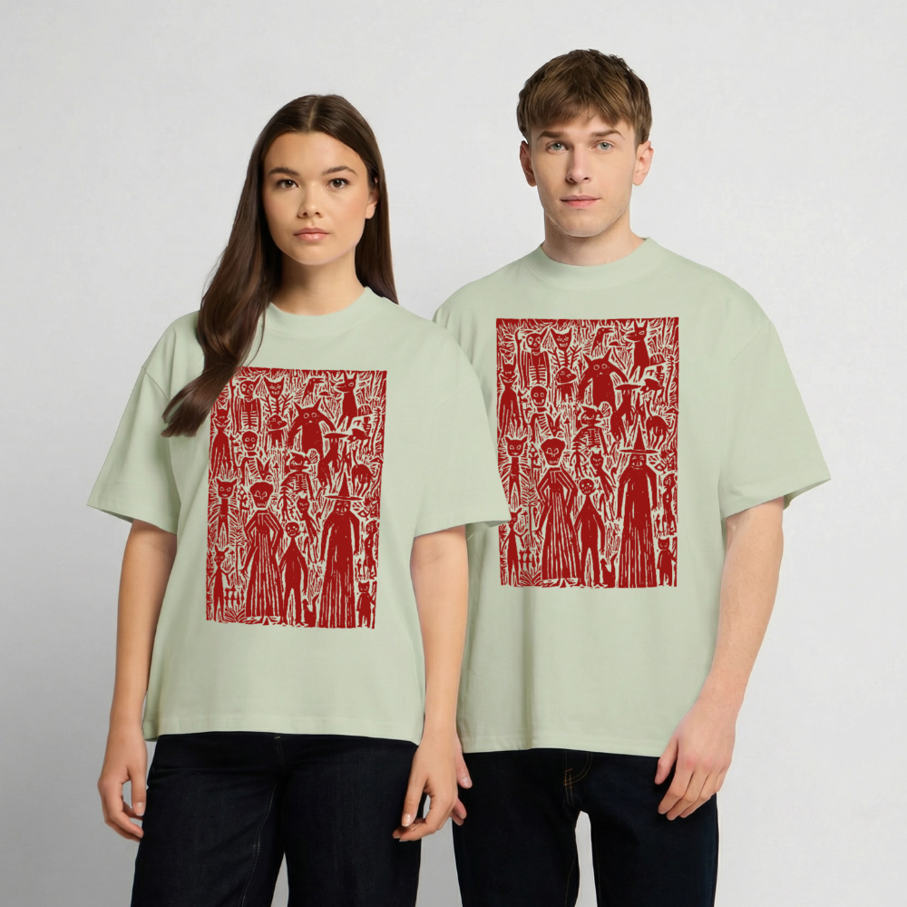 Night Creatures – Oversized Heavyweight Unisex T-Shirt - Leichtes Salbeigrün 