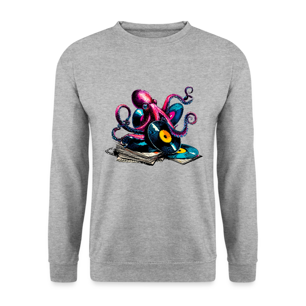 DJ Oktopus – Wenn Tiefsee auf Vinyl trifft - Unisex Pullover - Weißgrau meliert