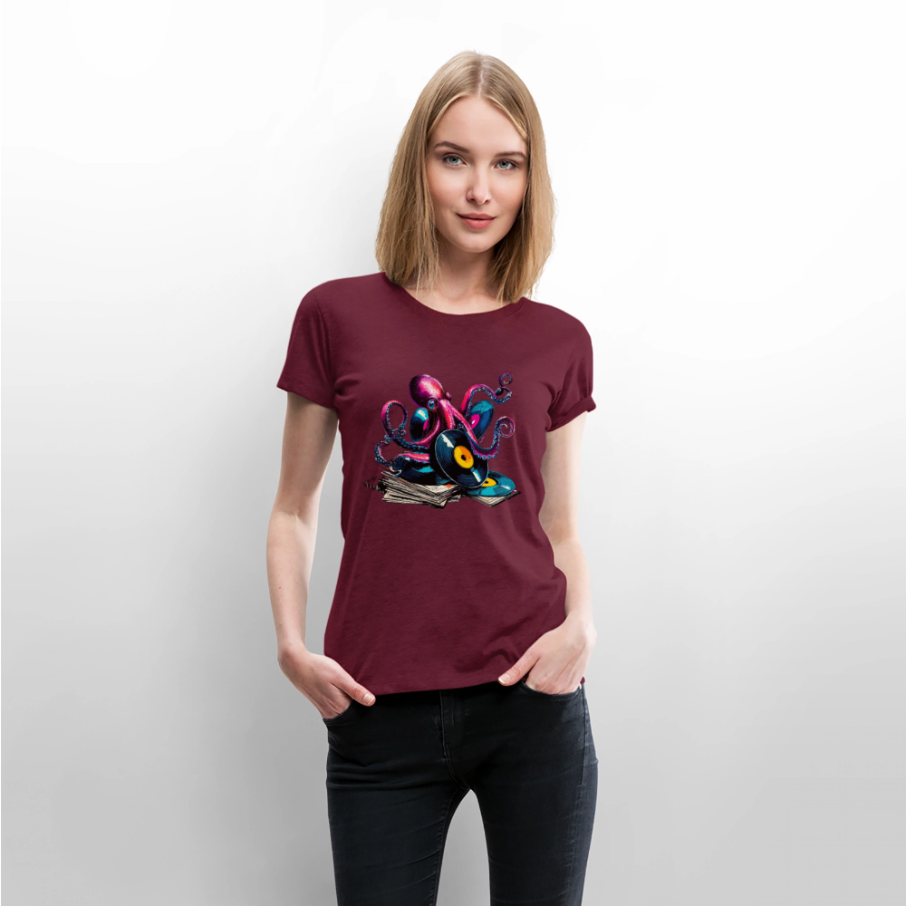 DJ Oktopus – Wenn Tiefsee auf Vinyl trifft - Frauen Premium T-Shirt - Burgunderrot