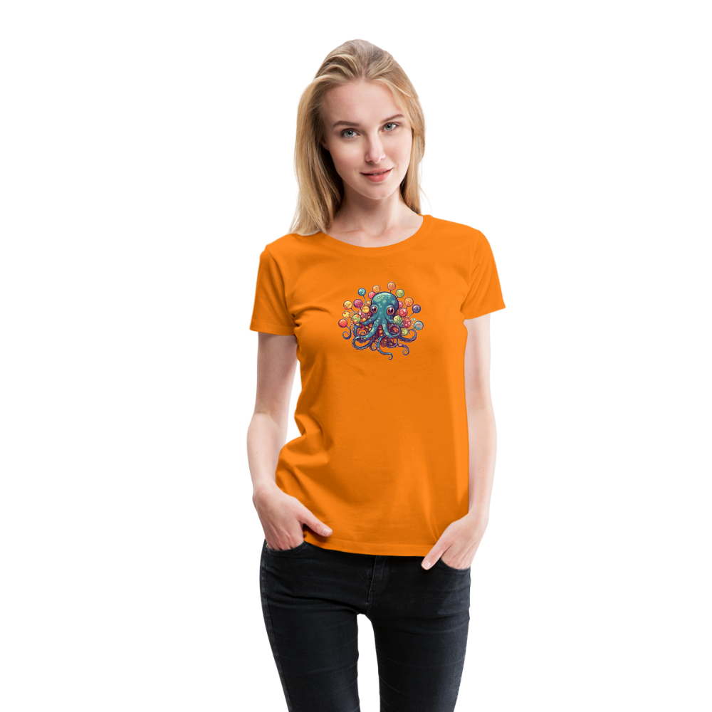 Lustiger Comic Oktopus mit Lollipops - Frauen Premium T-Shirts - Orange