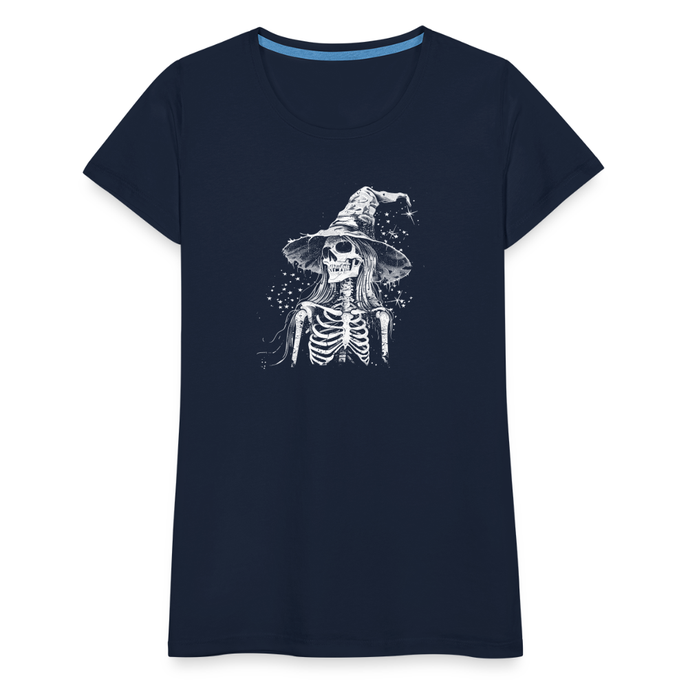 Düstere Skelett Hexe mit Hexenhut - Frauen Premium T-Shirt - Navy