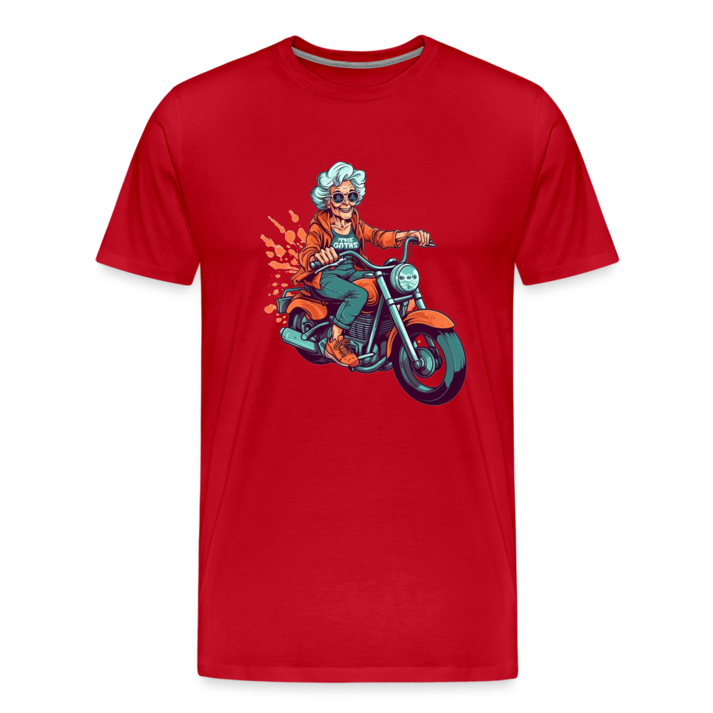 Coole alte Biker Oma - Motorrad Omi  - Männer T-Shirt - Rot