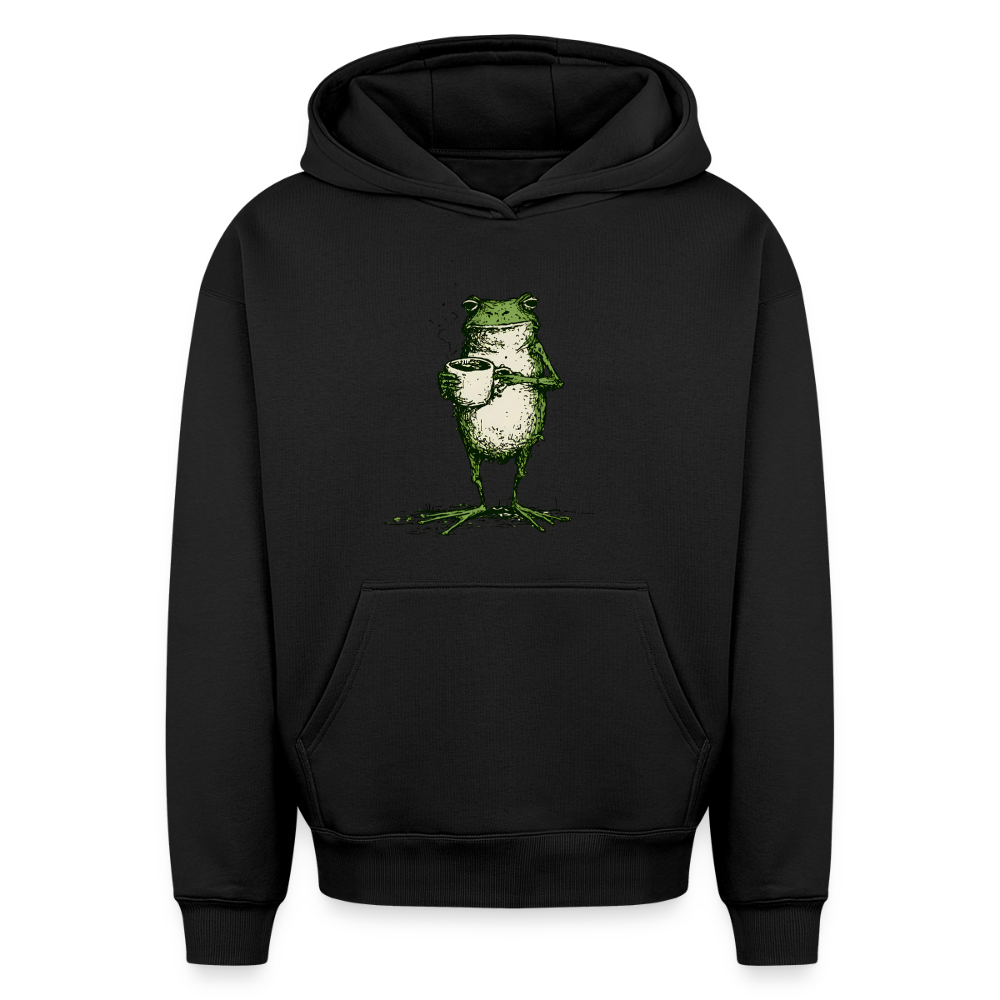 Coffee Frog – Oversized Heavyweight Unisex Hoodie - Schwarz
