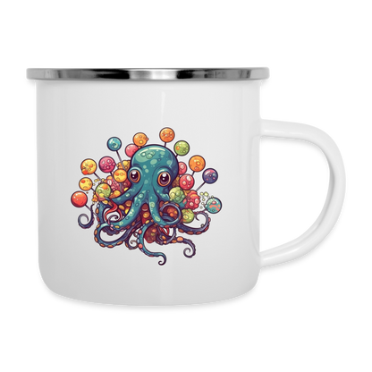 Lustiger Comic Oktopus mit Lollipops - Emaille-Tasse - Weiß