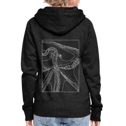 Lineart Oktopus im Rahmen - Frauen Premium Kaputzenjacke - by Artful Alchemist