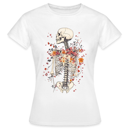 Skelett mit zarten Blumen im Boho Look - Frauen T-Shirt - by Artful Alchemist