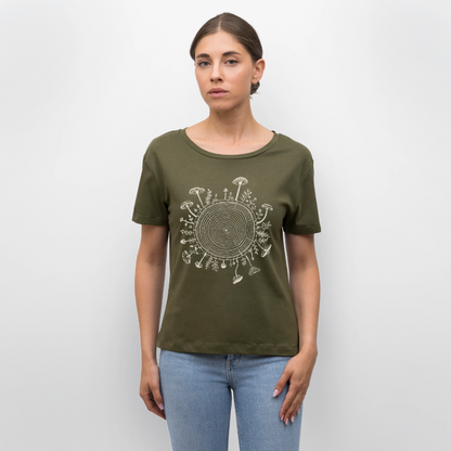 Baumringe & Pilze - Stanley/Stella Relaxed Rundhals Frauen Bio-T-Shirt SERENA - by Artful Alchemist
