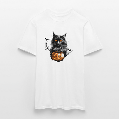 Schwarze Katze mit Halloween Kürbis - Männer T-Shirt - by Artful Alchemist