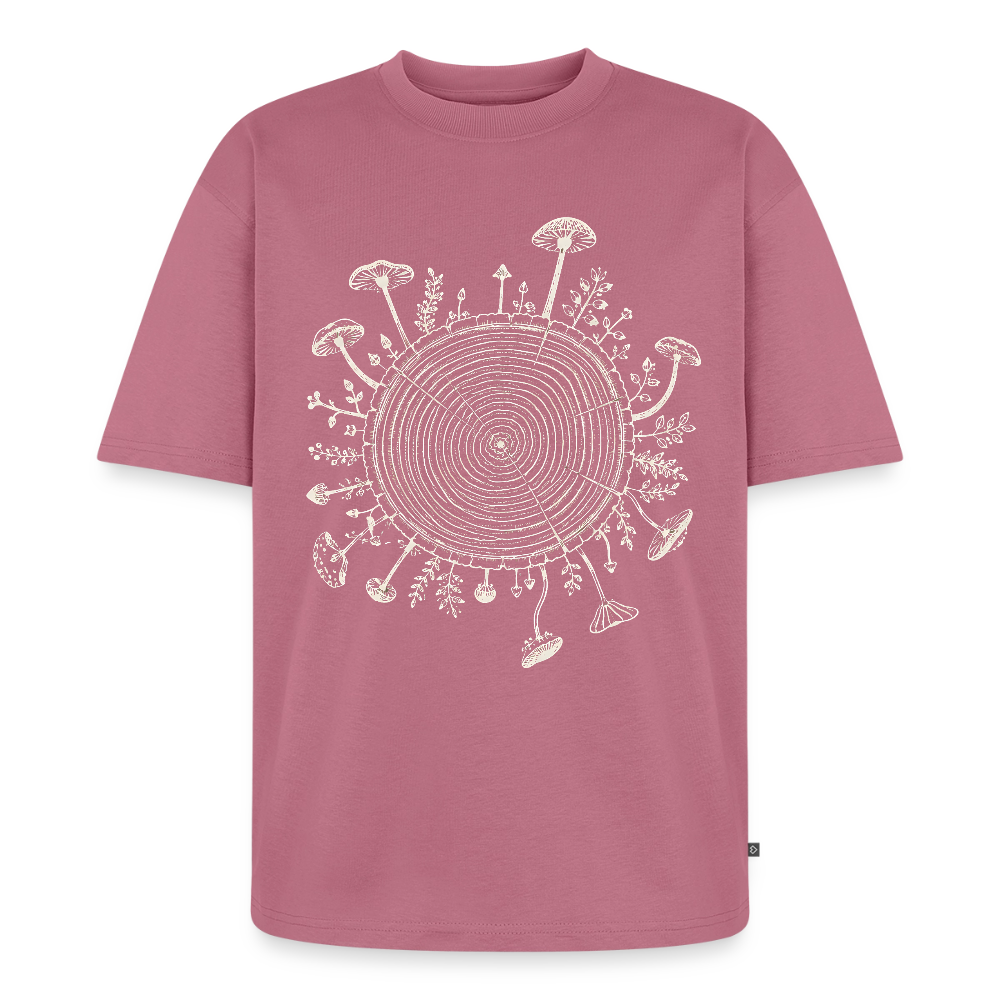 Baumringe & Pilze - Unisex Premium Oversized Bio T-Shirt - Mauve