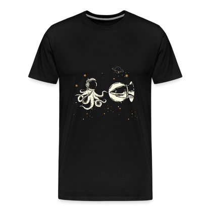 Begegnung zwischen Hai und Oktopus im Weltall - Männer Premium T-Shirts - Schwarz