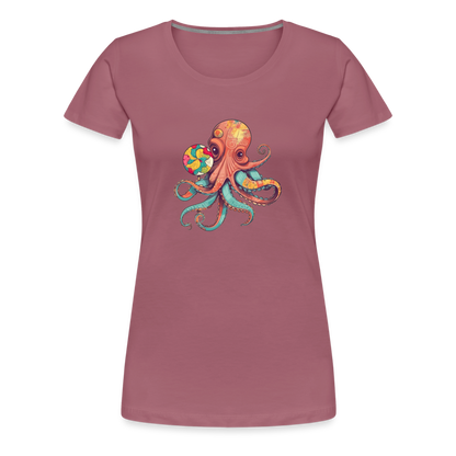 Lustiger Comic Oktopus mit Lollipop - Frauen Premium T-Shirts - by Artful Alchemist