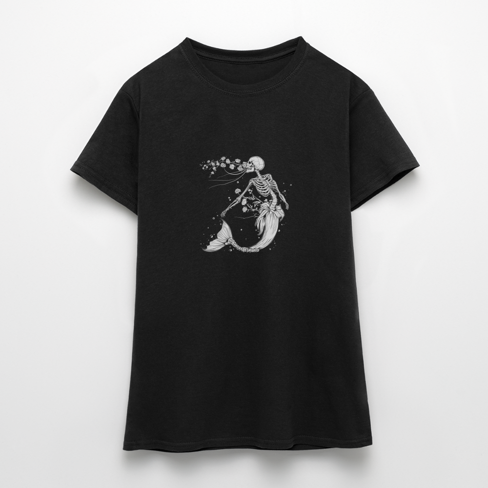 Florale Skelett Meerjungfrau - Frauen T-Shirt - Schwarz