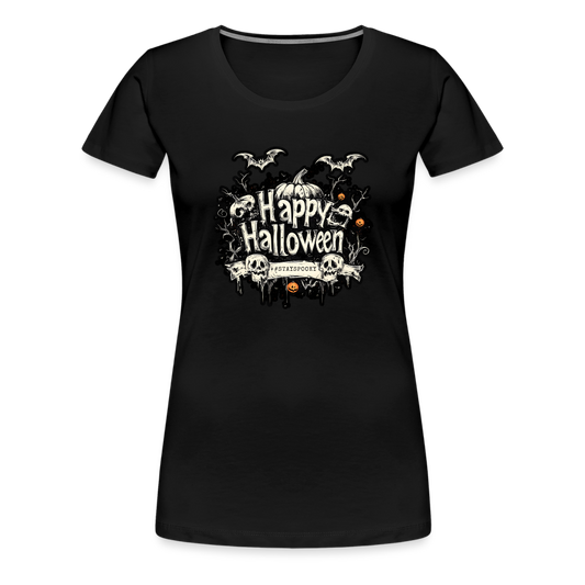 Happy Halloween mit Kürbissen als Schriftzug  #stayspooky - Frauen Premium T-Shirt - Schwarz