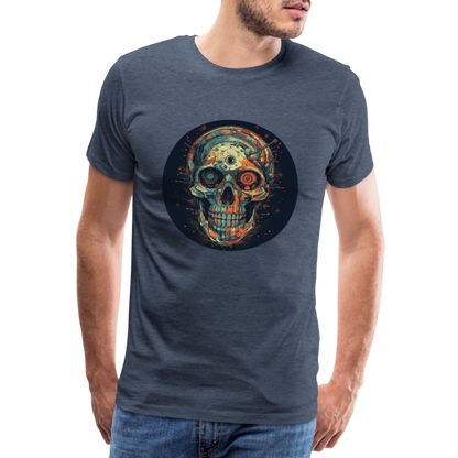 Retro Futuristischer Totenkopf Skull Cyborg- Männer Premium T-Shirt - by Artful Alchemist