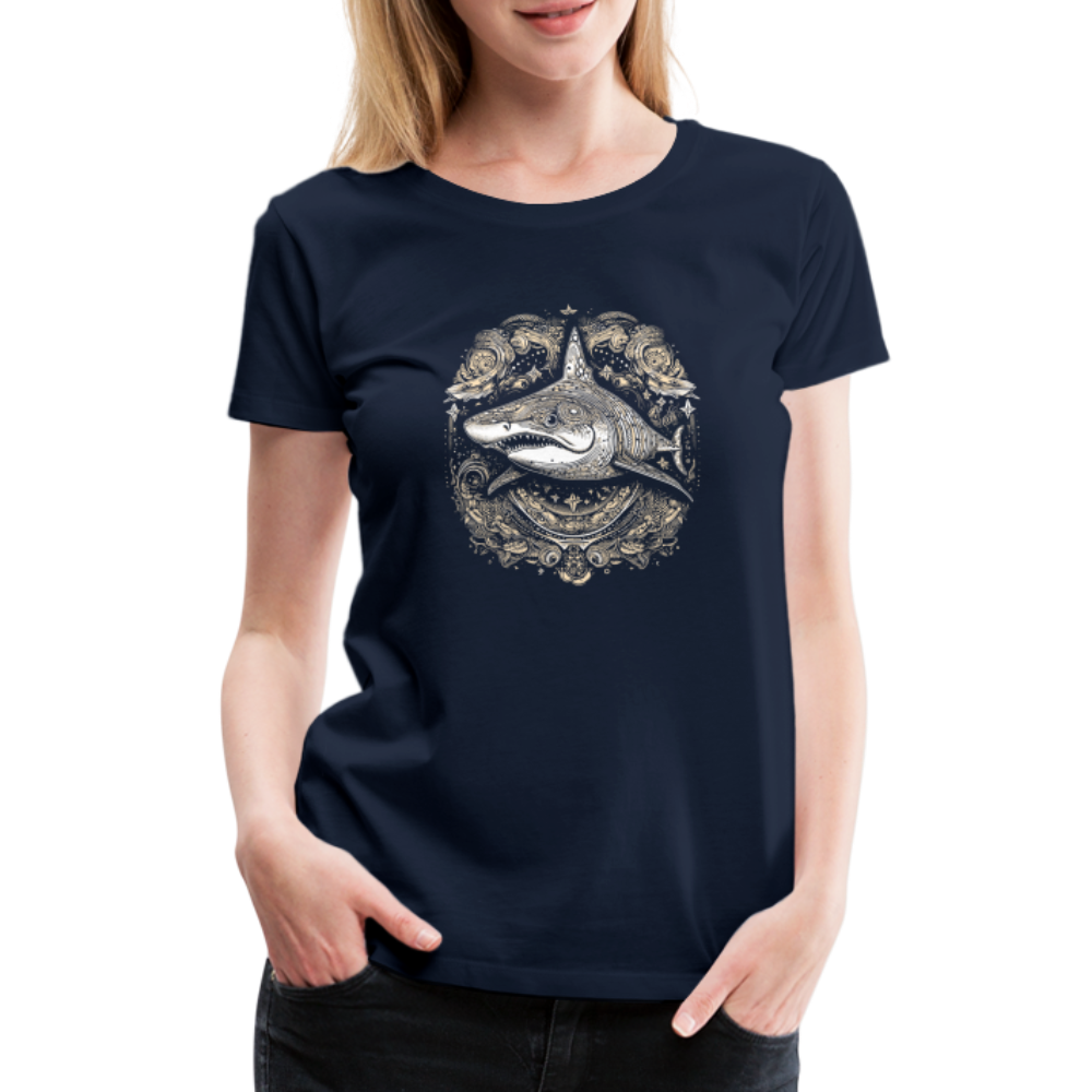 Cooler Hai mit Boho/Tribal Mustern - Frauen Premium T-Shirts - Navy