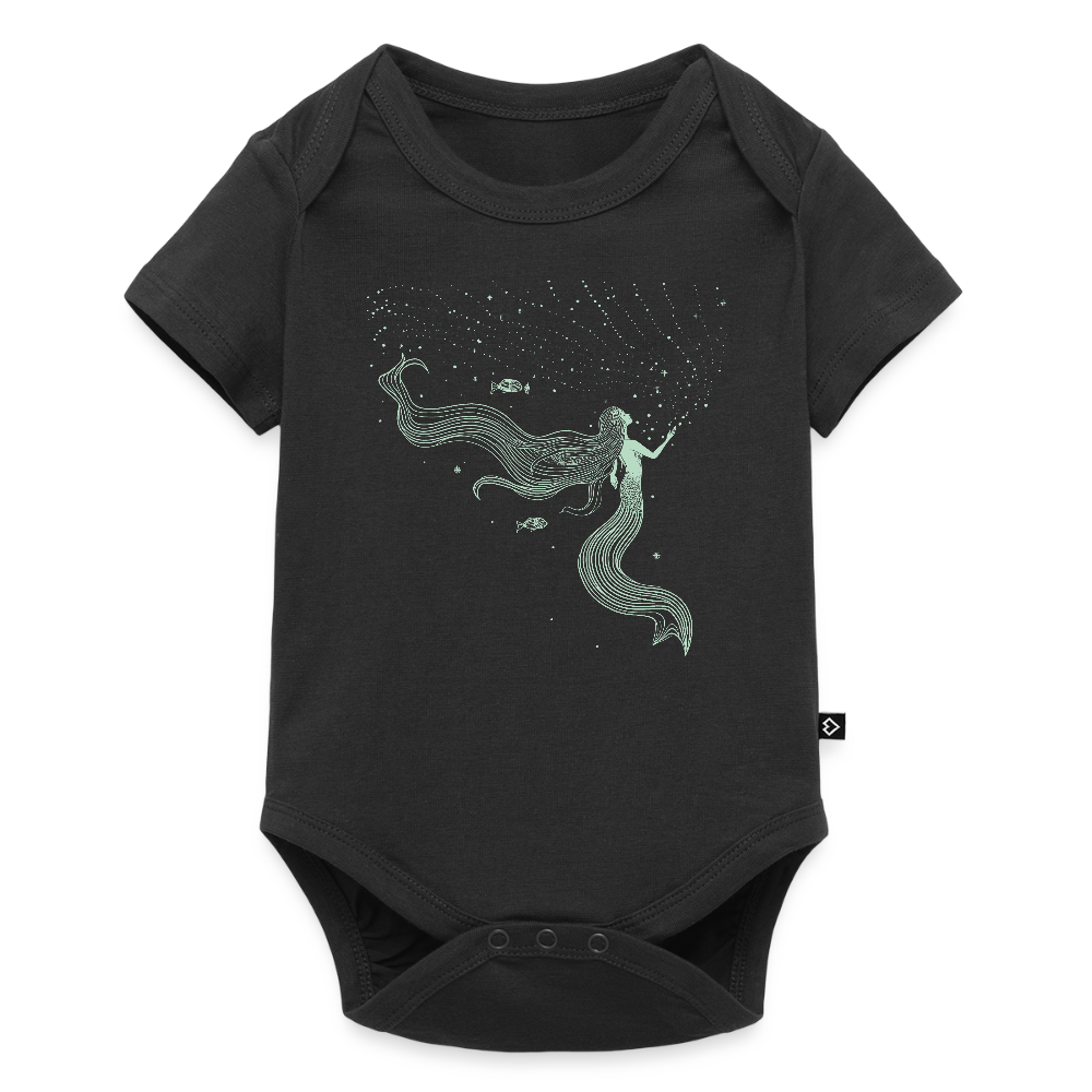 Lineart Meerjungfrau Motiv (hellgrün) - Baby Bio-Kurzarm-Body - by Artful Alchemist