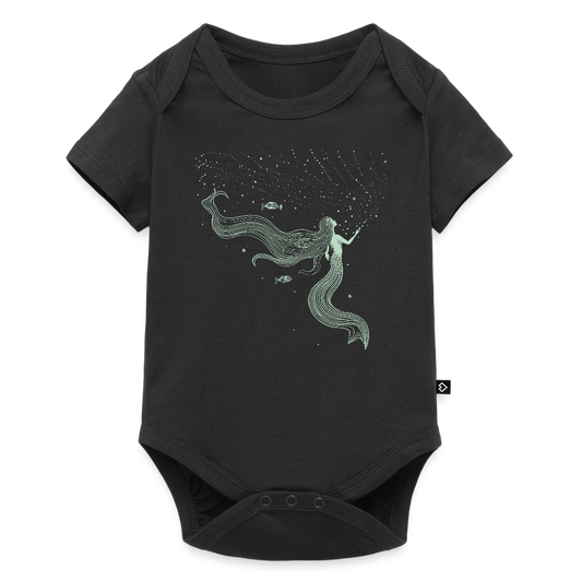 Lineart Meerjungfrau Motiv (hellgrün) - Baby Bio-Kurzarm-Body - by Artful Alchemist