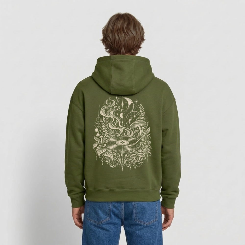 Moonlight Vinyl – Oversized Heavyweight Unisex Hoodie - Khaki