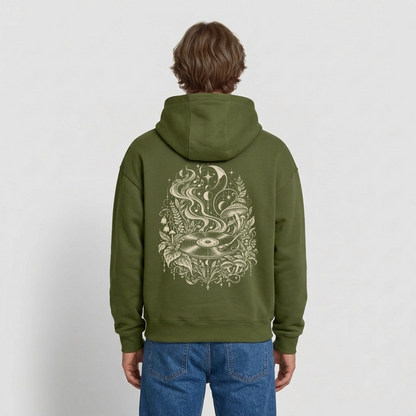 Moonlight Vinyl – Oversized Heavyweight Unisex Hoodie - Khaki