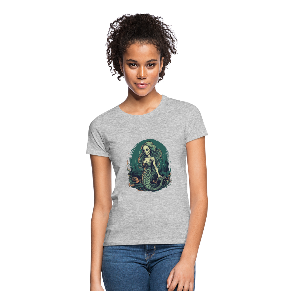 Comic Ghul Zombie Meerjungfrau - Frauen T-Shirt - Grau meliert