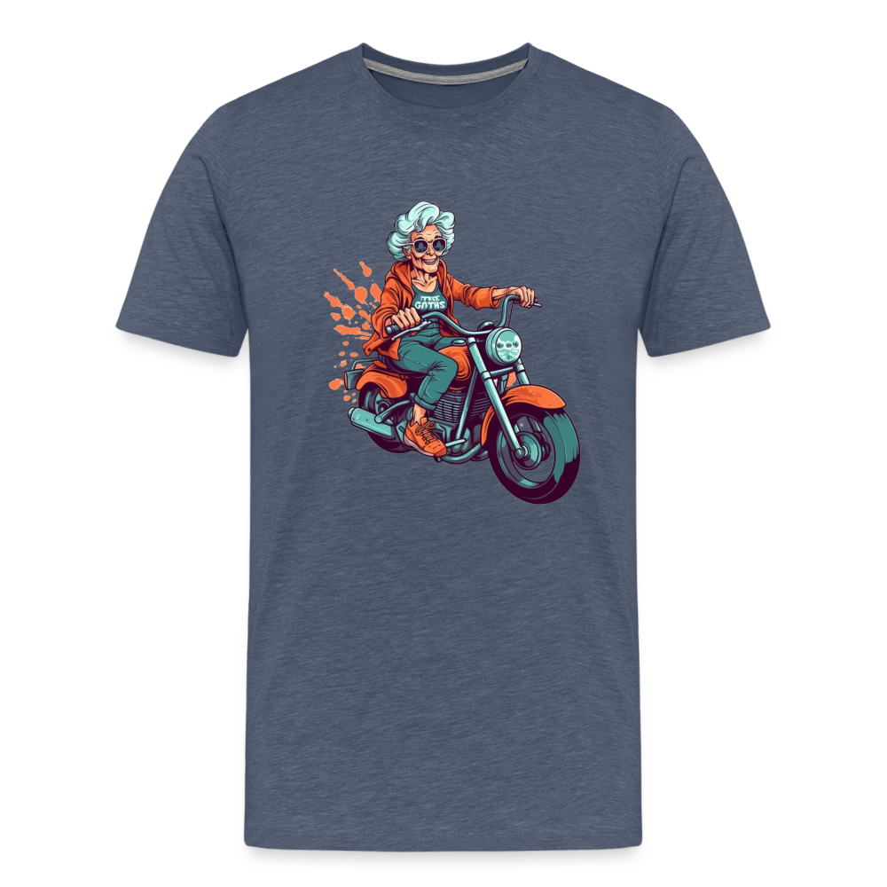 Coole alte Biker Oma - Motorrad Omi  - Männer T-Shirt - Blau meliert