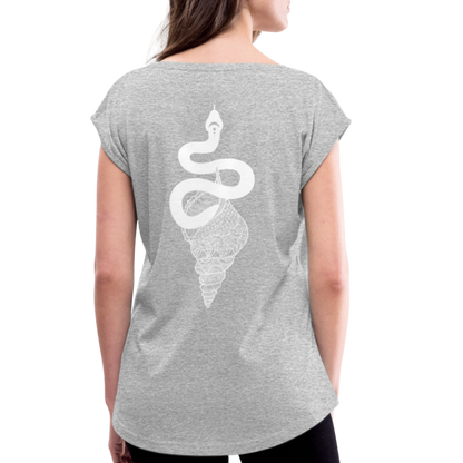 Kosmosschlange im Schneckenhaus - Frauen Shirt mit gerollten Ärmeln - by Artful Alchemist
