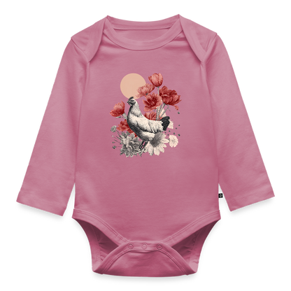 Vintage Boho Blossom Chicken - Baby Bio-Langarm-Body - by Artful Alchemist