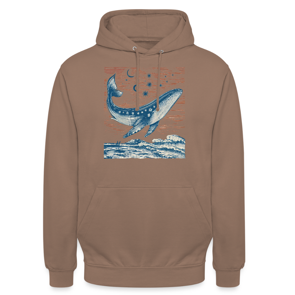 Kosmischer Wal – Retro Ocean Art - Unisex Hoodie - Mokka