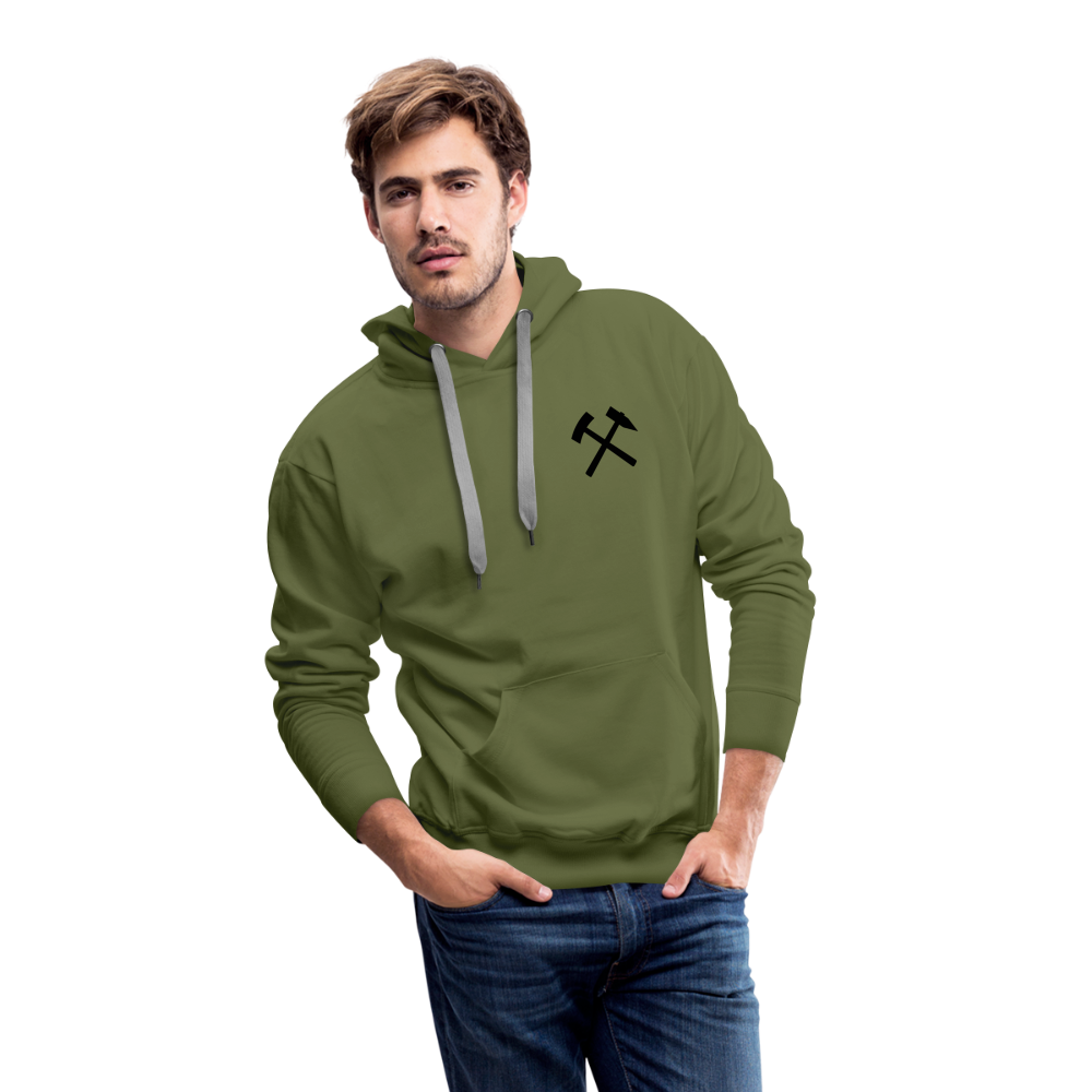 Berbau, Schlägel und Eisen, Bergkristall auf dem Rücken - Männer Premium Hoodie - Olivgrün