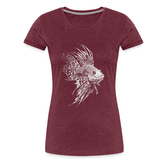 Rotfeuerfisch - Monochrom - Frauen Premium T-Shirt - Bordeauxrot meliert