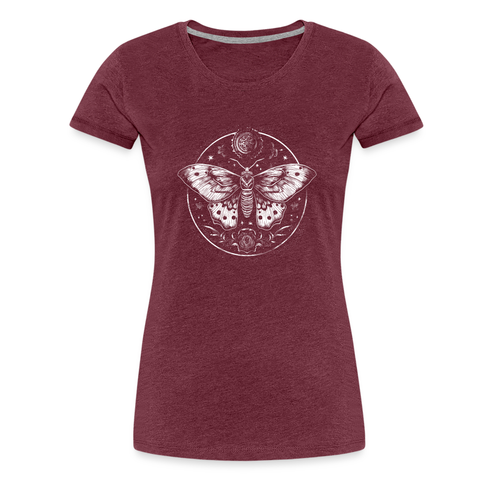 Mystische Motte, Falter mit magischen Details - Women Premium T-Shirt - Bordeauxrot meliert