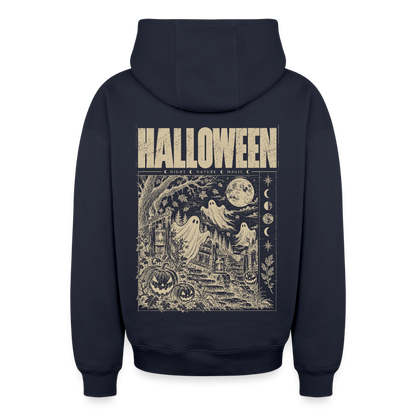Halloween Night – Oversized Unisex Zip-Hoodie - Navy